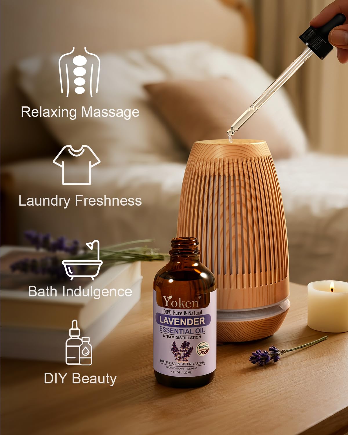 Yoken Lavender Essential Oil - 4 oz | 100% Pure & Natural, Premium Grade