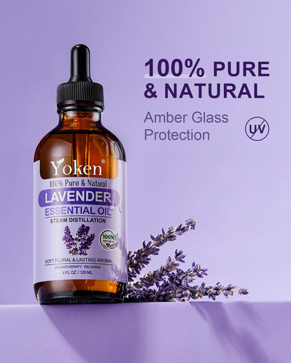 Yoken Lavender Essential Oil - 4 oz | 100% Pure & Natural, Premium Grade
