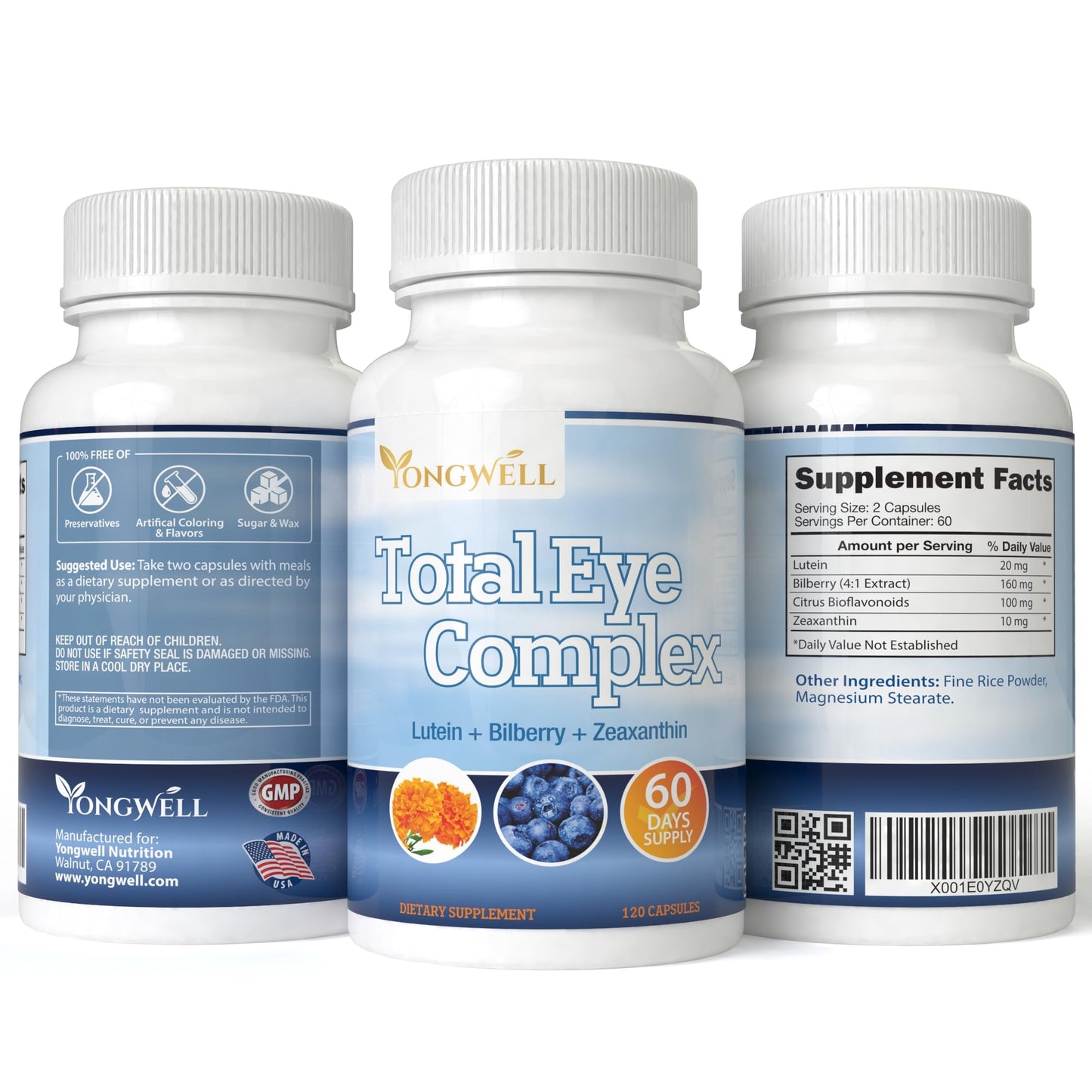 YongWell Total Eye Complex - Lutein, Bilberry & Zeaxanthin | 120 Capsules
