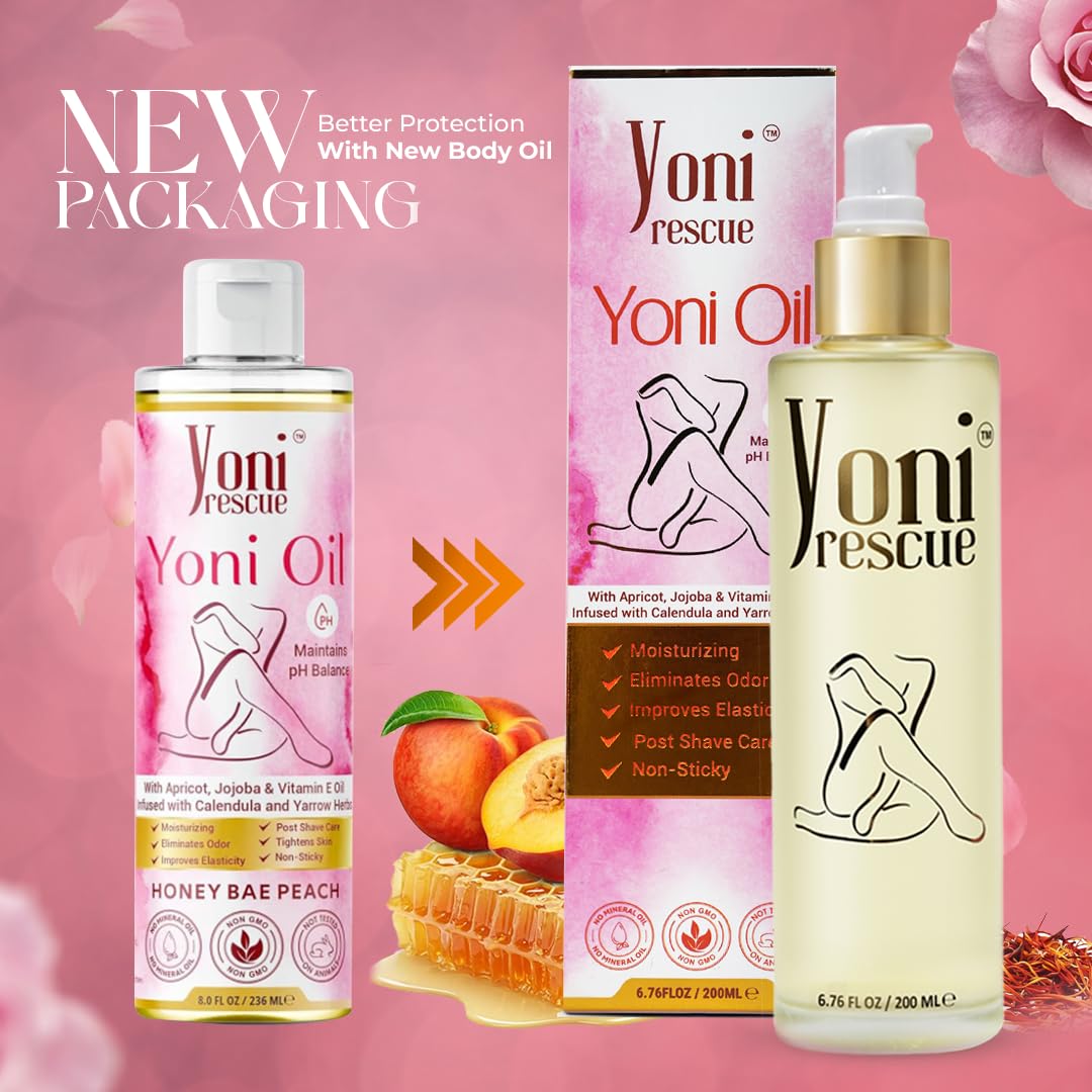 Yoni Rescue Peach Oil – All-Natural Feminine Care with Apricot, Jojoba & Vitamin E | pH Balance & Odor Control | 6.76 oz