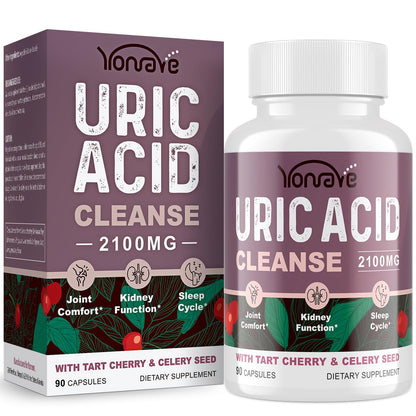 Yonrave Uric Acid Cleanse & Detox – Tart Cherry & Celery Seed Capsules (90 Veggie)