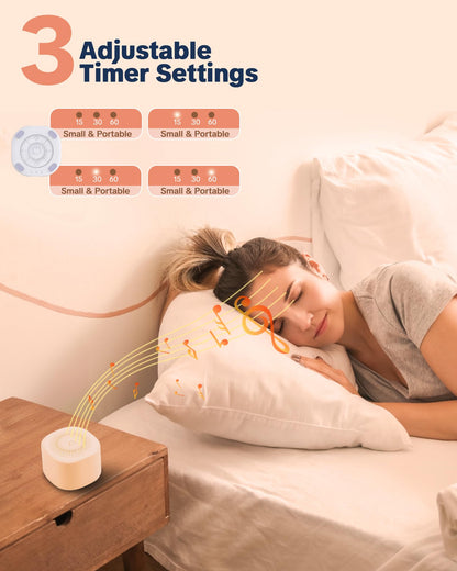 YONSEN Travel White Noise Sound Machine – 20 Sounds, Portable Sleep Aid with Night Light