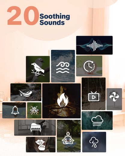 YONSEN Travel White Noise Sound Machine – 20 Sounds, Portable Sleep Aid