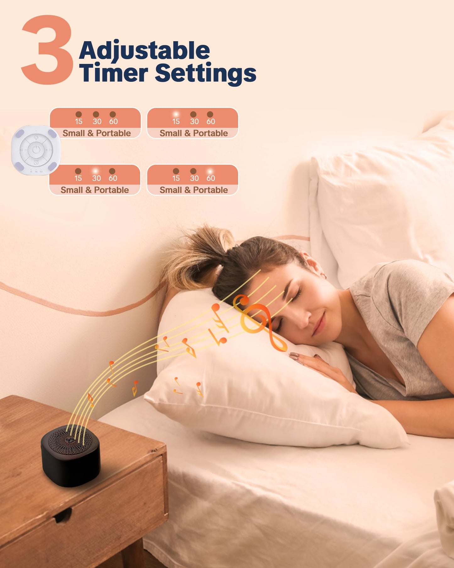 YONSEN Travel White Noise Sound Machine – 20 Sounds, Portable Sleep Aid