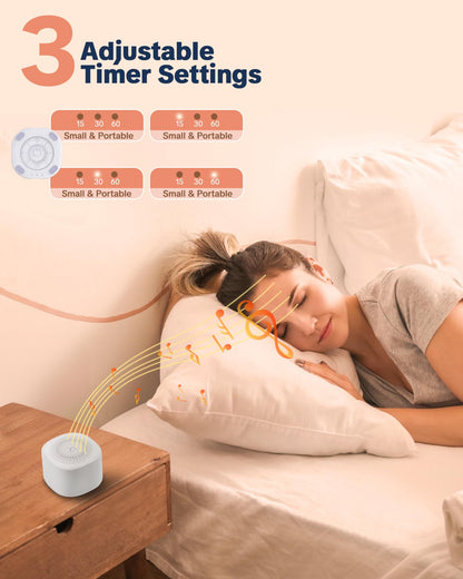 YONSEN Travel White Noise Sound Machine — 20 Sounds, Portable Sleep Aid, USB-C, 3 Timers