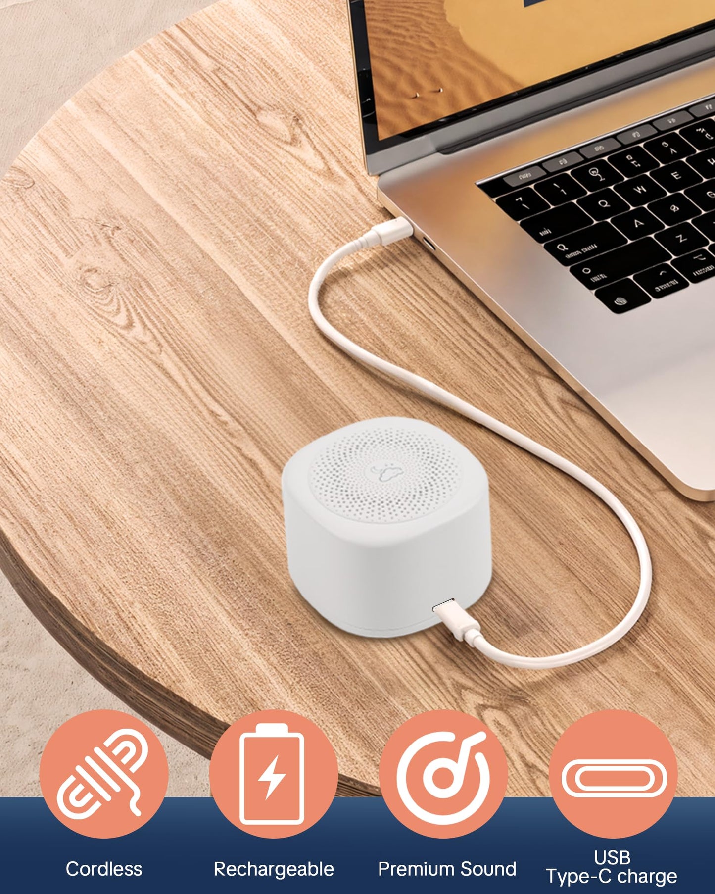 YONSEN Travel White Noise Sound Machine — 20 Sounds, Portable Sleep Aid, USB-C, 3 Timers