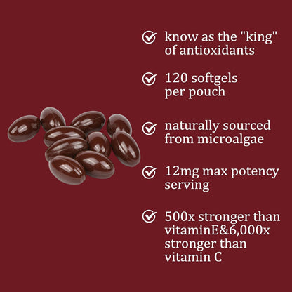 Yoqpoe Astaxanthin 12mg | Natural Antioxidant for Immune, Skin & Eye Health | 120 Softgels