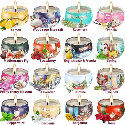 YOROXRG 16 Pack Christmas Scented Candles Gift Set – 2.5oz Soy Wax Jar Candles