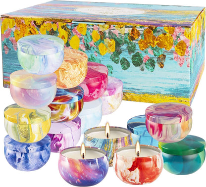 YOROXRG 16-Pack Scented Candles Gift Set – 2.5oz Soy Wax in Travel Tin Jars
