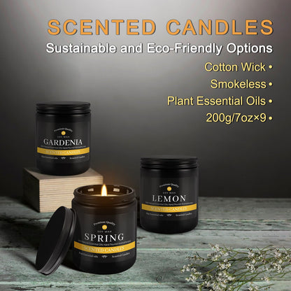 YOROXRG 9-Pack Candles for Home – Aromatherapy Gift Set for Men | 63 oz, 450 Hours