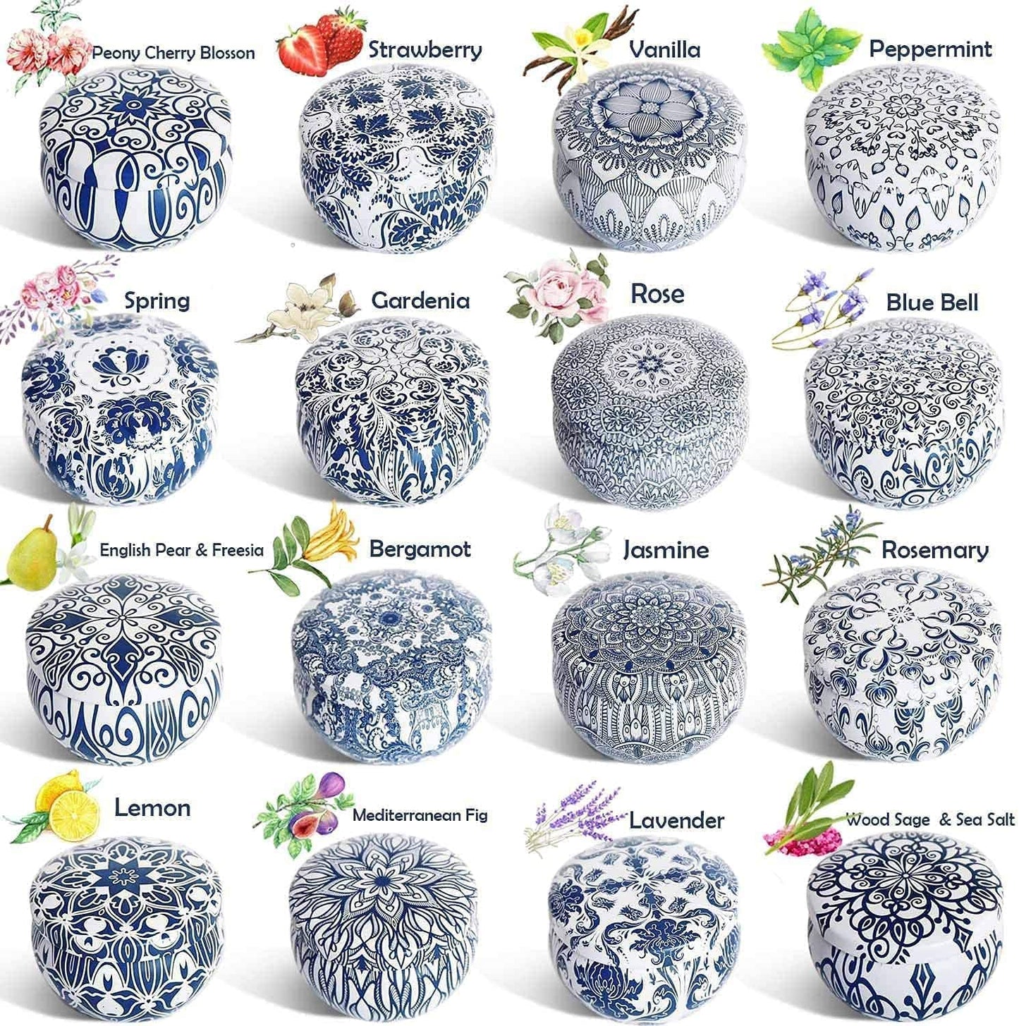 YOROXRG 16-Pack Scented Candles Gift Set | 2.5 oz Soy Wax Travel Tin Jars – Gifts for Mom, Christmas & Mother's Day