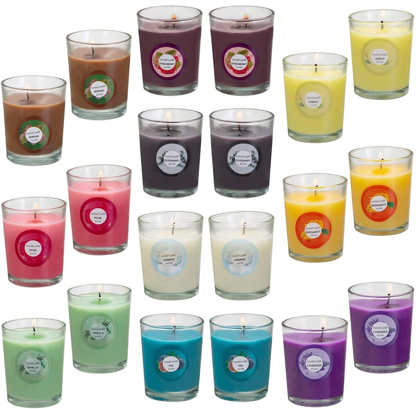 YOROXRG Scented Candles 20 Pack – Jasmine, Rose, Vanilla & More | Soy Wax Glass Jar