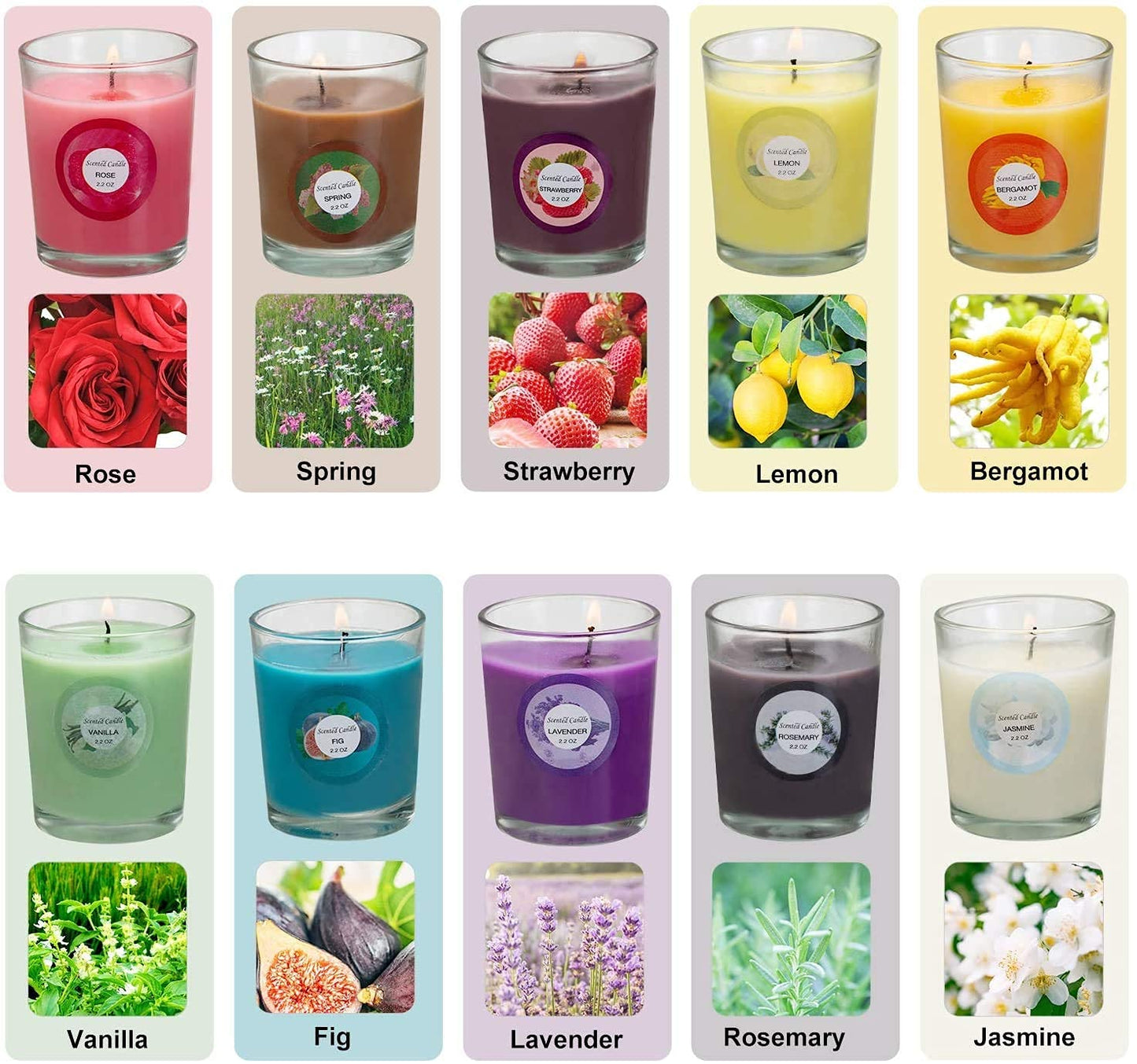 YOROXRG Scented Candles 20 Pack – Jasmine, Rose, Vanilla & More | Soy Wax Glass Jar