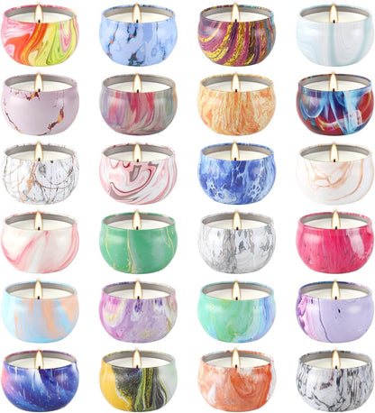 YOROXRG 24-Pack Soy Wax Scented Candles Gift Set – Travel Tin Jars 2.5 oz