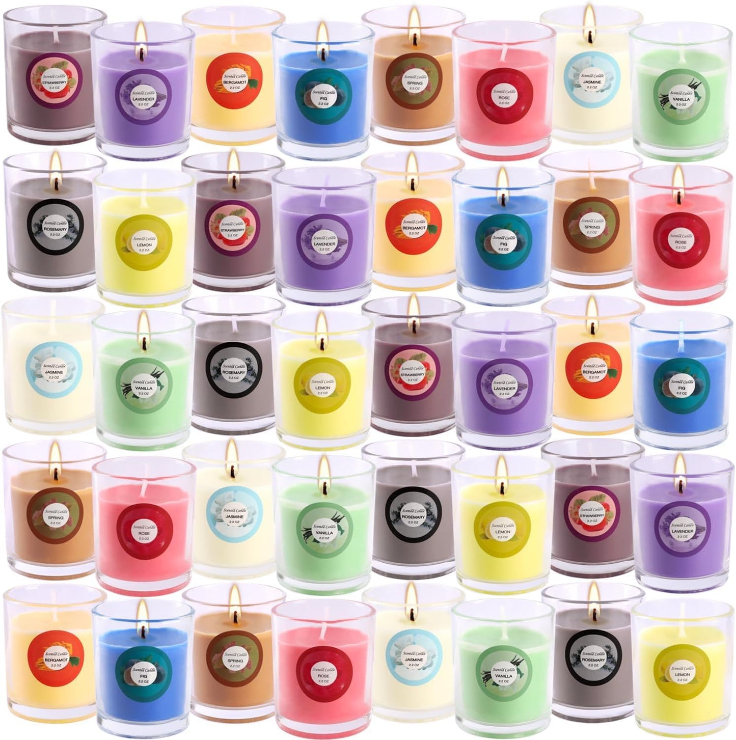 YOROXRG 40-Pack Scented Candles – Jasmine, Rose, Vanilla & More | Soy Wax Glass Jars