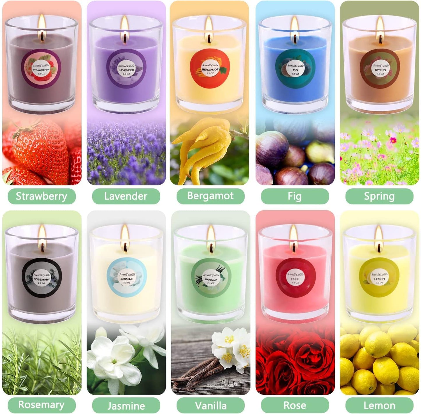 YOROXRG 40-Pack Scented Candles – Jasmine, Rose, Vanilla & More | Soy Wax Glass Jars