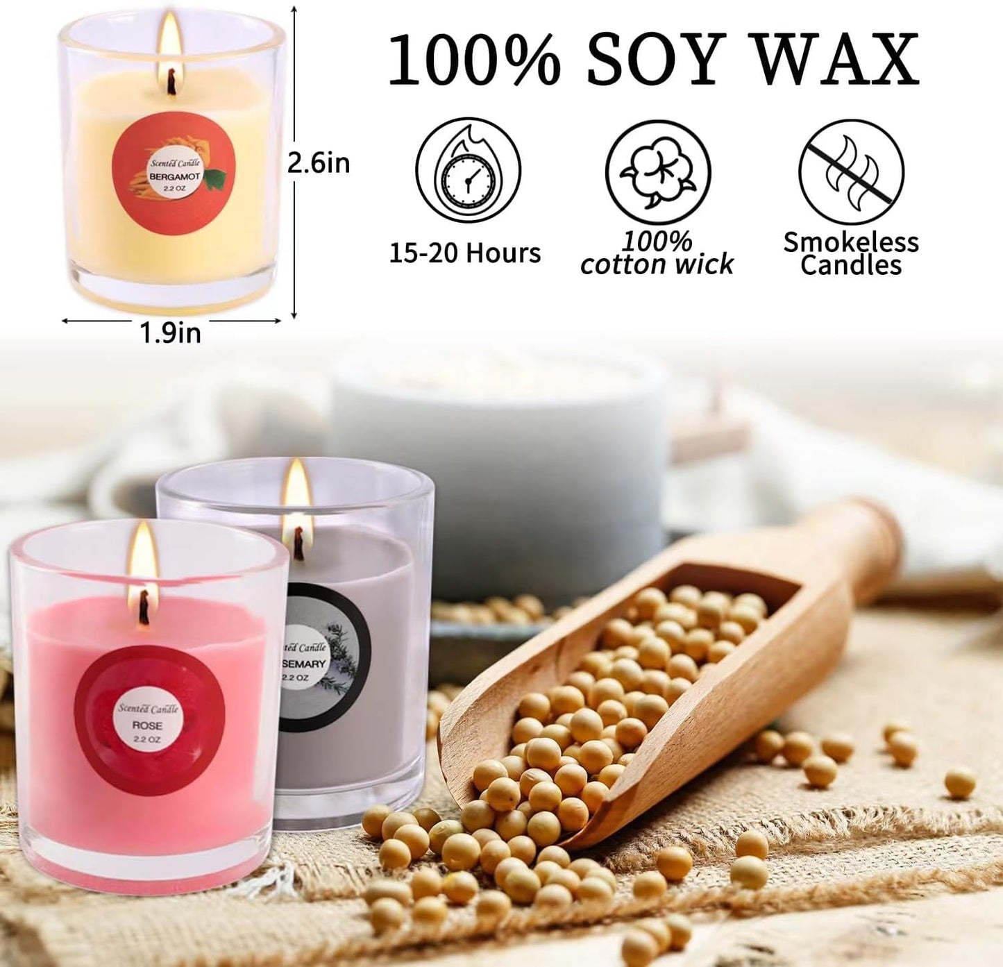 YOROXRG 40-Pack Scented Candles – Jasmine, Rose, Vanilla & More | Soy Wax Glass Jars