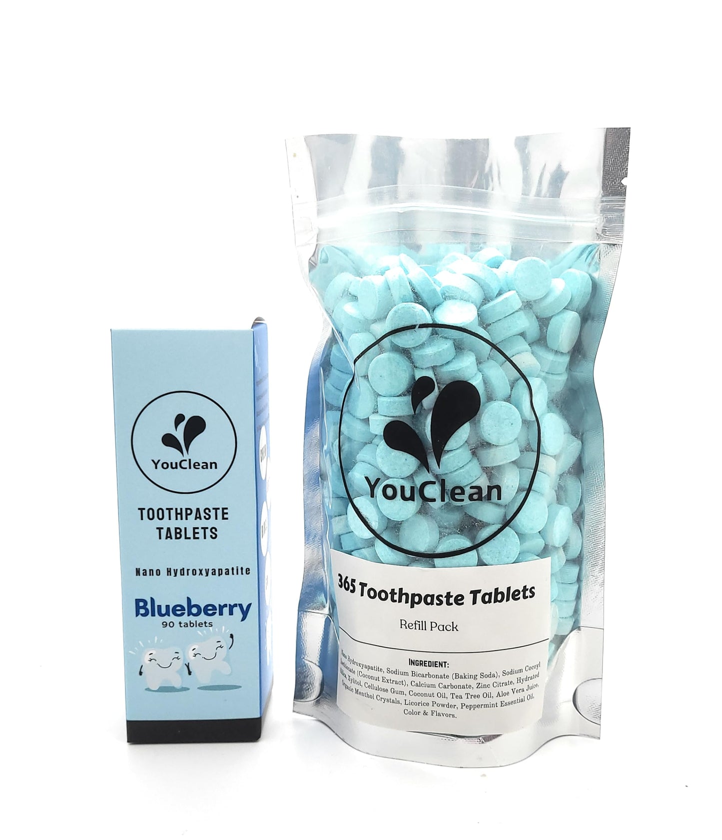 YouClean Refill Pack - 365 Toothpaste Tablets (Nano Hydroxyapatite, Fluoride Free)