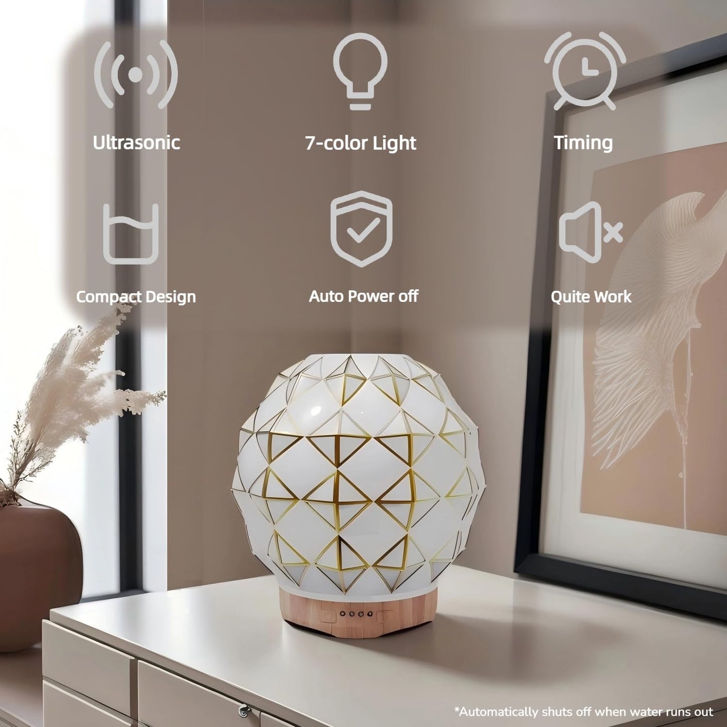 Youenkity Essential Oil Diffuser 100ML – Handcrafted Glass, Remote, 7-Color LEDs, Auto Shut-Off