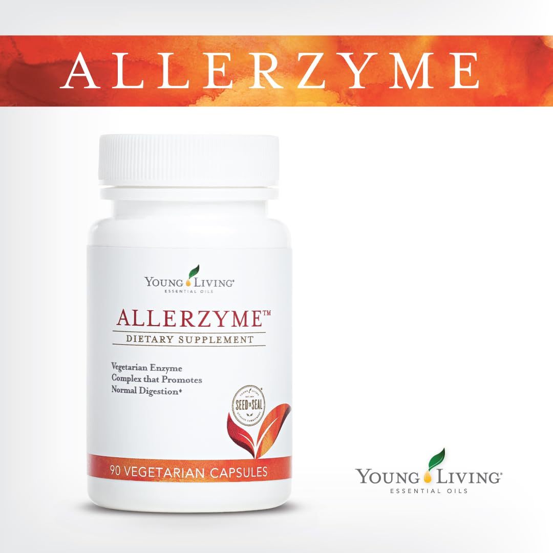 Young Living Allerzyme - 90 Ct Vegetarian Digestive Enzyme Capsules with Tarragon & Ginger