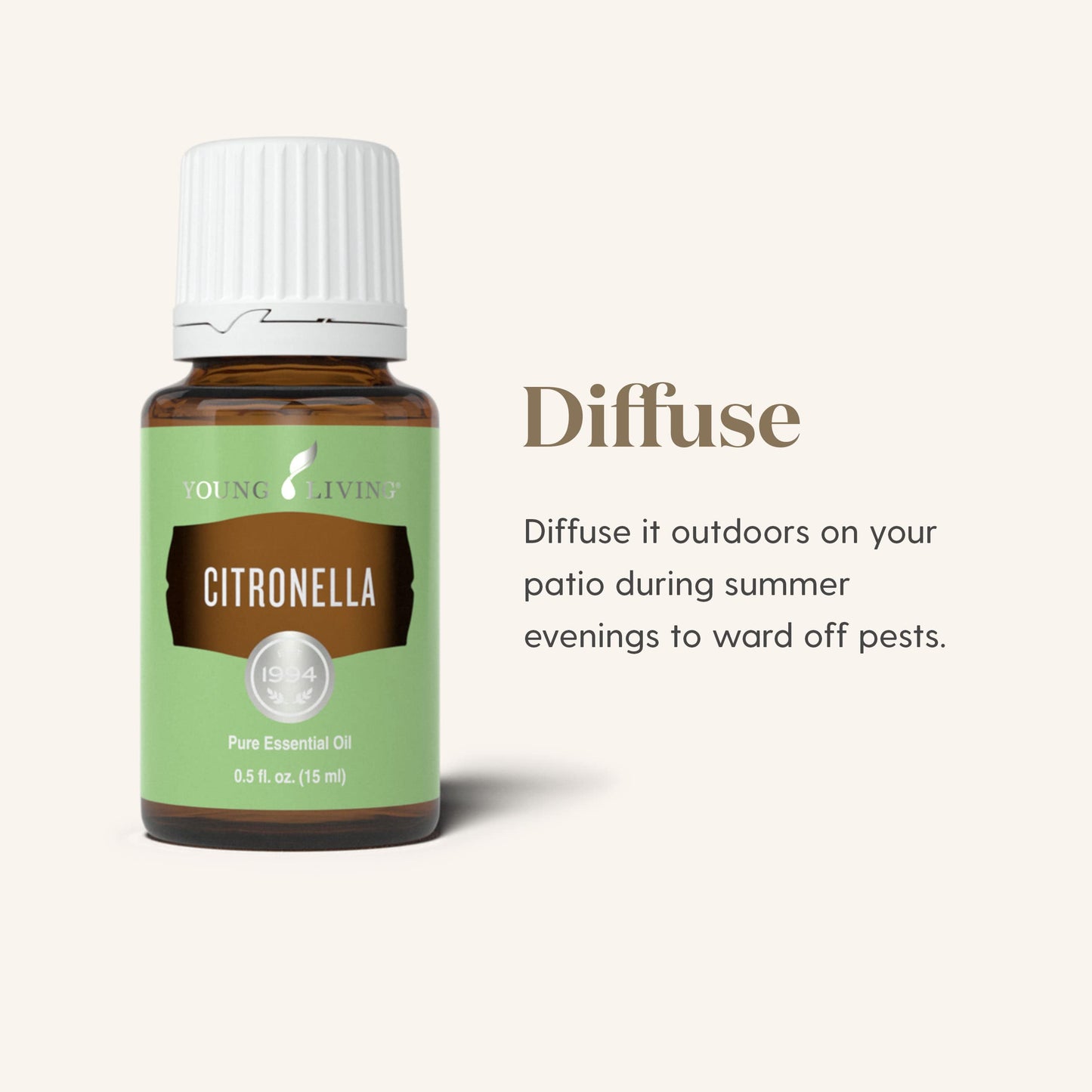 Young Living Citronella Essential Oil - Harness The Power of Nature to Create a More Invigorating Outdoor Environment - 15 ml