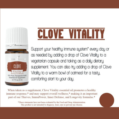 Young Living Clove Vitality 5 ml | Premium Essential Oil for Dietary Antioxidant & Immune Support | Spicy Flavor for Cooking, Baking & Teas