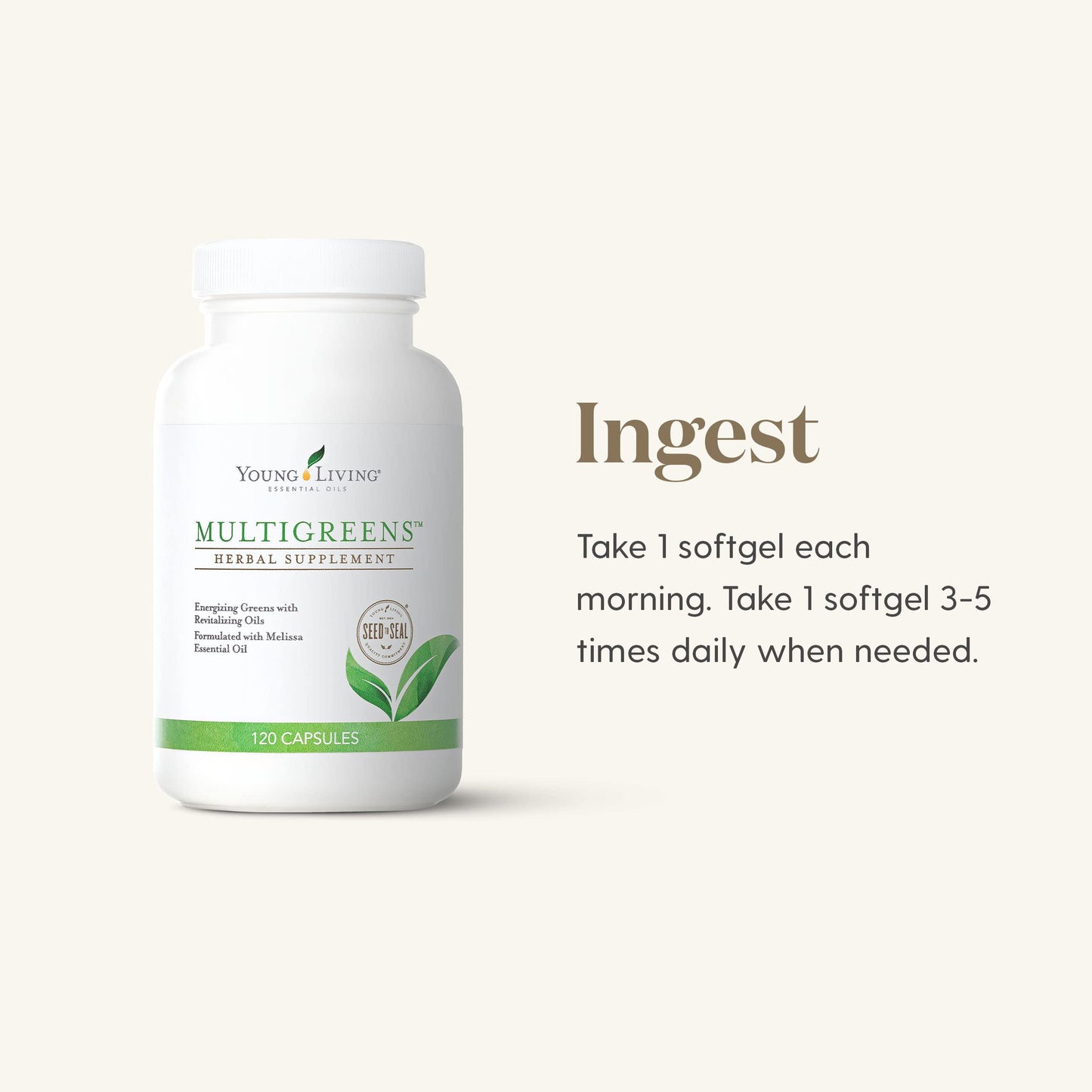 Young Living MultiGreens - Melissa Oil Herbal Capsule Supplement | 120 Capsules