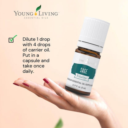Young Living Sage Vitality Essential Oil - 5ml | Clearing Rituals, Culinary Use & Women's Well-Being