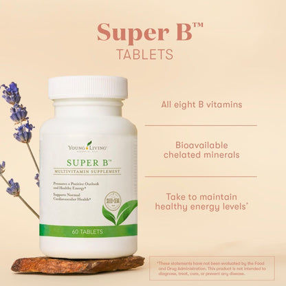 Young Living Super B Tablets – 60-Count | B Vitamins, Minerals & Energy Support | Keto-Friendly