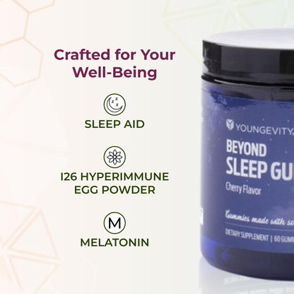 Youngevity Beyond Sleep Gummies – Melatonin, GABA & Chamomile | Tart Cherry, 60 Vegan, Sugar-Free
