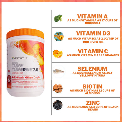 Youngevity Beyond Tangy Tangerine 2.0 Citrus Peach Fusion – Multi-Vitamin & Mineral Complex | 8,000 ORAC