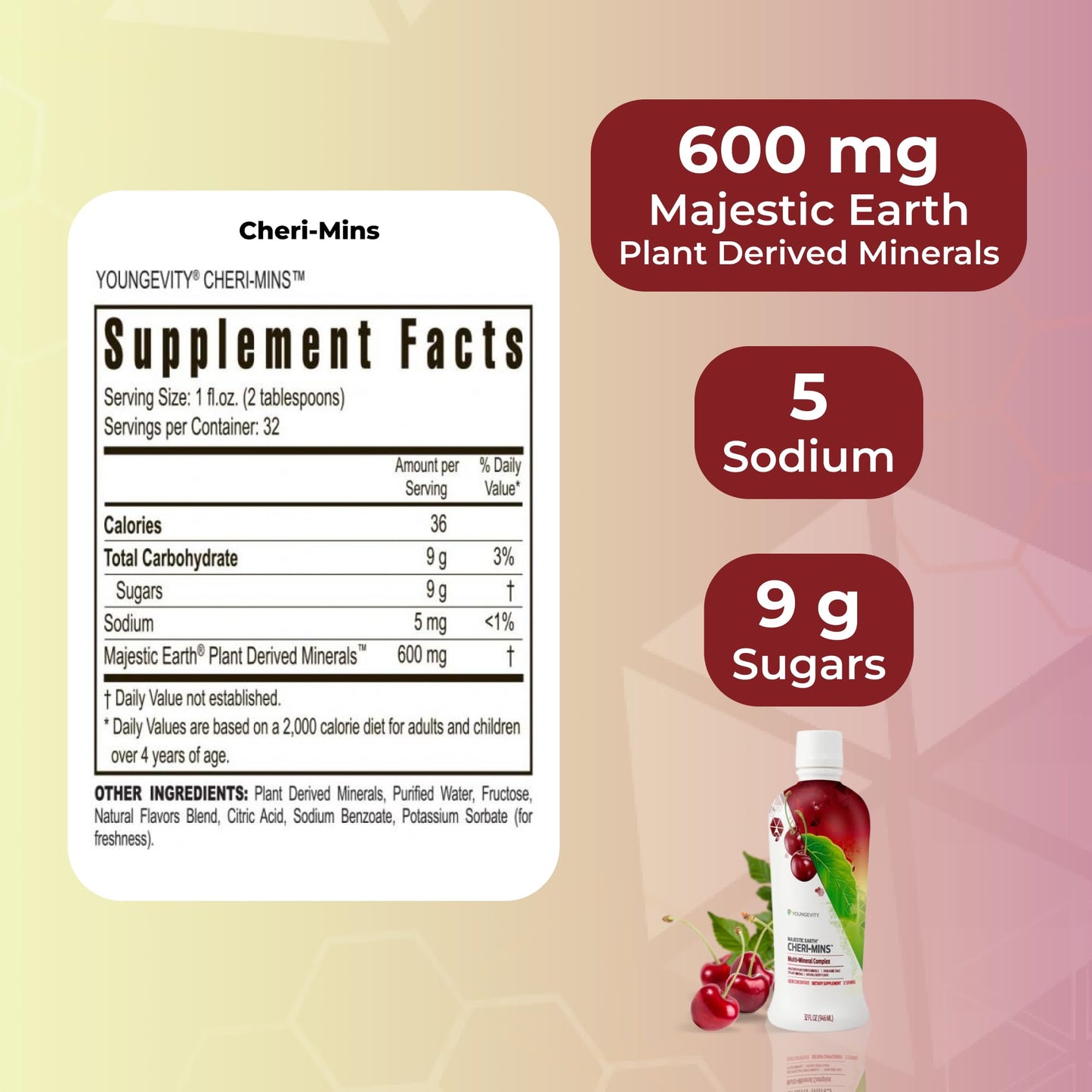 Youngevity Cheri-Mins Plant Derived Liquid Minerals – 32 Fl Oz | 77+ Natural Trace Minerals
