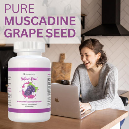 Youngevity Muscadine Grape Seed 650 mg | Nature's Pearl Antioxidant Superfood | 60 Servings