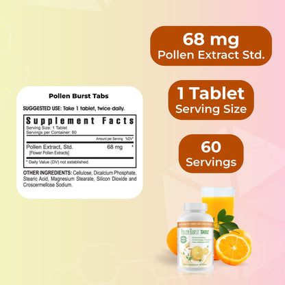 Youngevity Pollen Burst Tabs – Organic Hypoallergenic Pollen Extracts, 60 Tablets