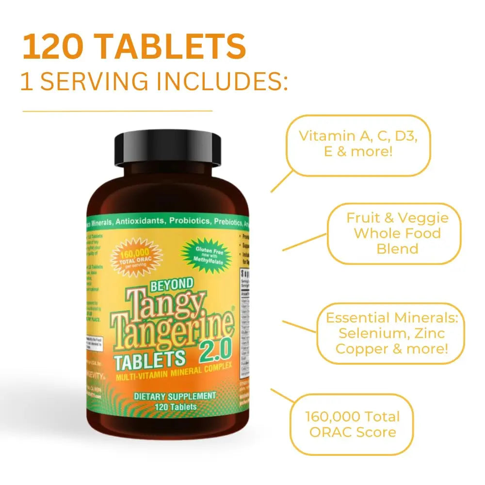 Youngevity Beyond Tangy Tangerine 2.0 – Multi-Vitamin & Mineral Complex | 160,000 ORAC, 120 Tablets BritishVita | Premium UK Vitamins & Wellness Supplements