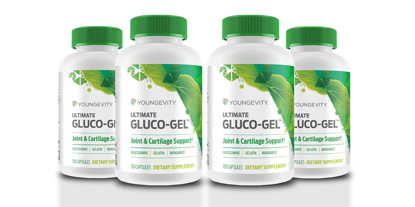 Youngevity Ultimate Gluco-Gel - Supports Bones, Tendons & Cartilage | 120 Capsules - 4 Bottles