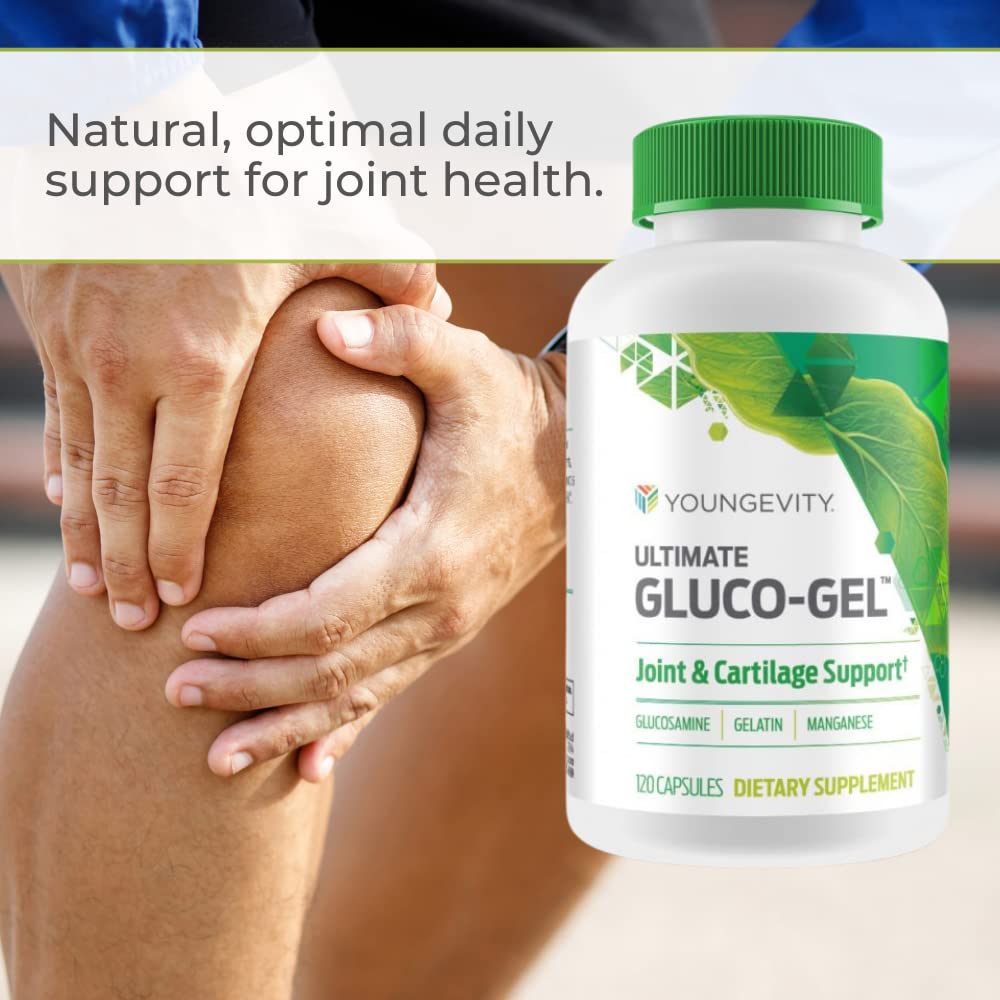 Youngevity Ultimate Gluco-Gel - Joints, Tendons & Cartilage | Glucosamine, Gelatin & Manganese | 120 Capsules | 1 Bottle