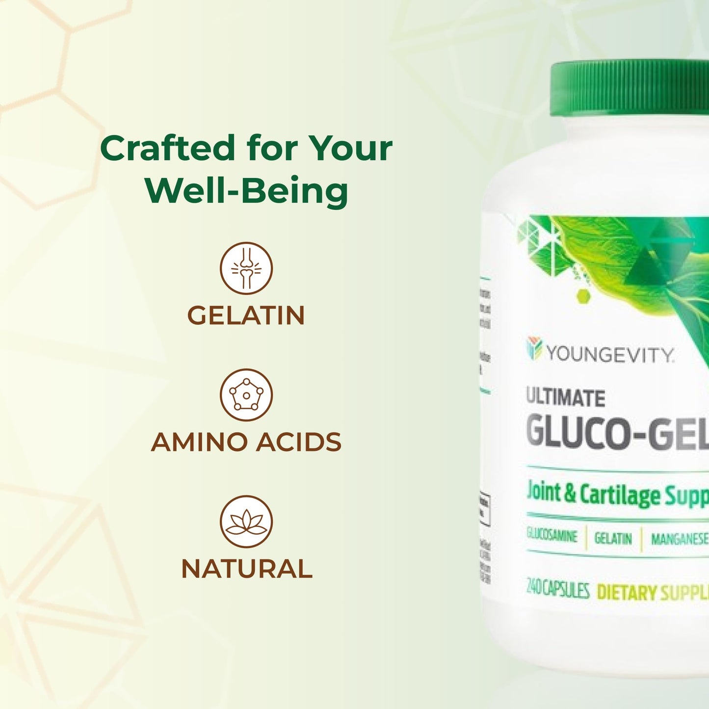 Youngevity Ultimate Gluco-Gel: Gelatin, Glucosamine & Manganese | 240 Capsules