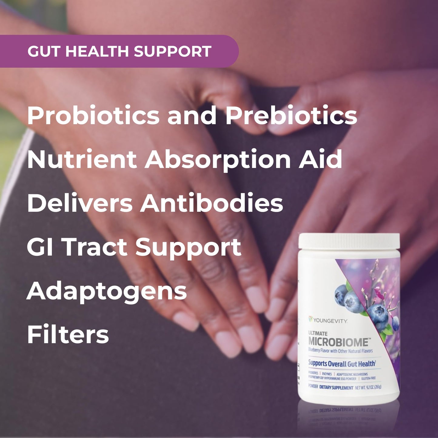 Youngevity Ultimate Microbiome - Prebiotic, Probiotic & Postbiotic Gut Health Supplement