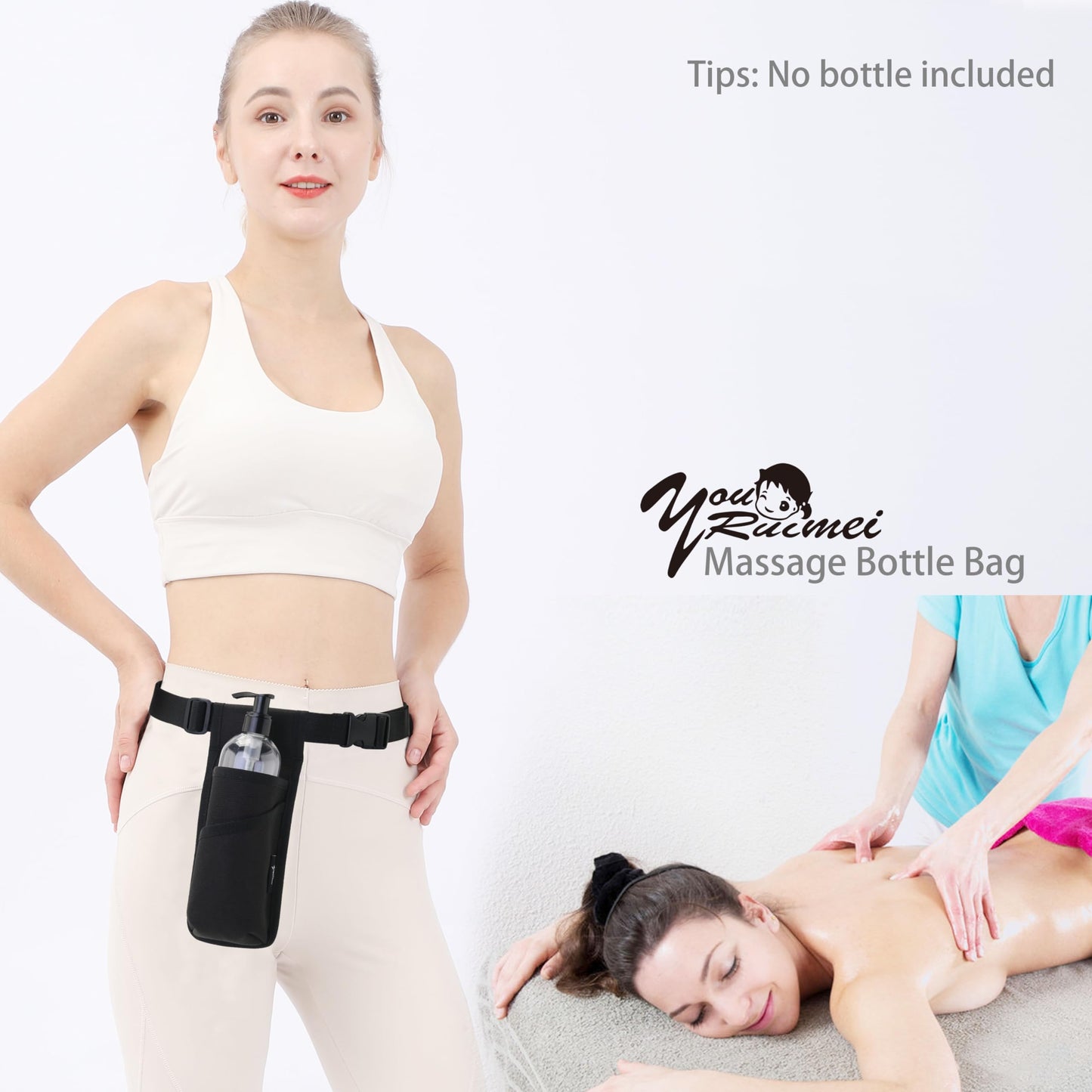 YOURUIMEI Massage Therapist Holster with Adjustable Belt – Bottle Bag & Lotion Holster (Black) XJ-1KD