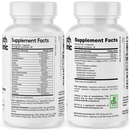 Youth & Tonic Digestive Supplement - Enzymes, Probiotics & Prebiotics for Gut Health
