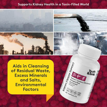 Youth & Tonic Kidney Cleanse Detox - 60 Capsules | Urinary Tract & Bladder Health