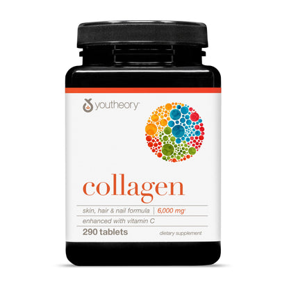 Youtheory Advanced Collagen 6000 mg with Vitamin C & Amino Acids - 290 Tablets (48-Day) | Hair, Skin, Nails, Joints