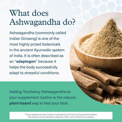 Youtheory Ashwagandha + GABA 1000 mg KSM-66 | 60 Veg Capsules