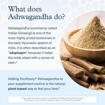 Youtheory Ashwagandha 1,000 mg – Stress & Cortisol Support | KSM-66, Ginger | 90 Vegetarian Capsules