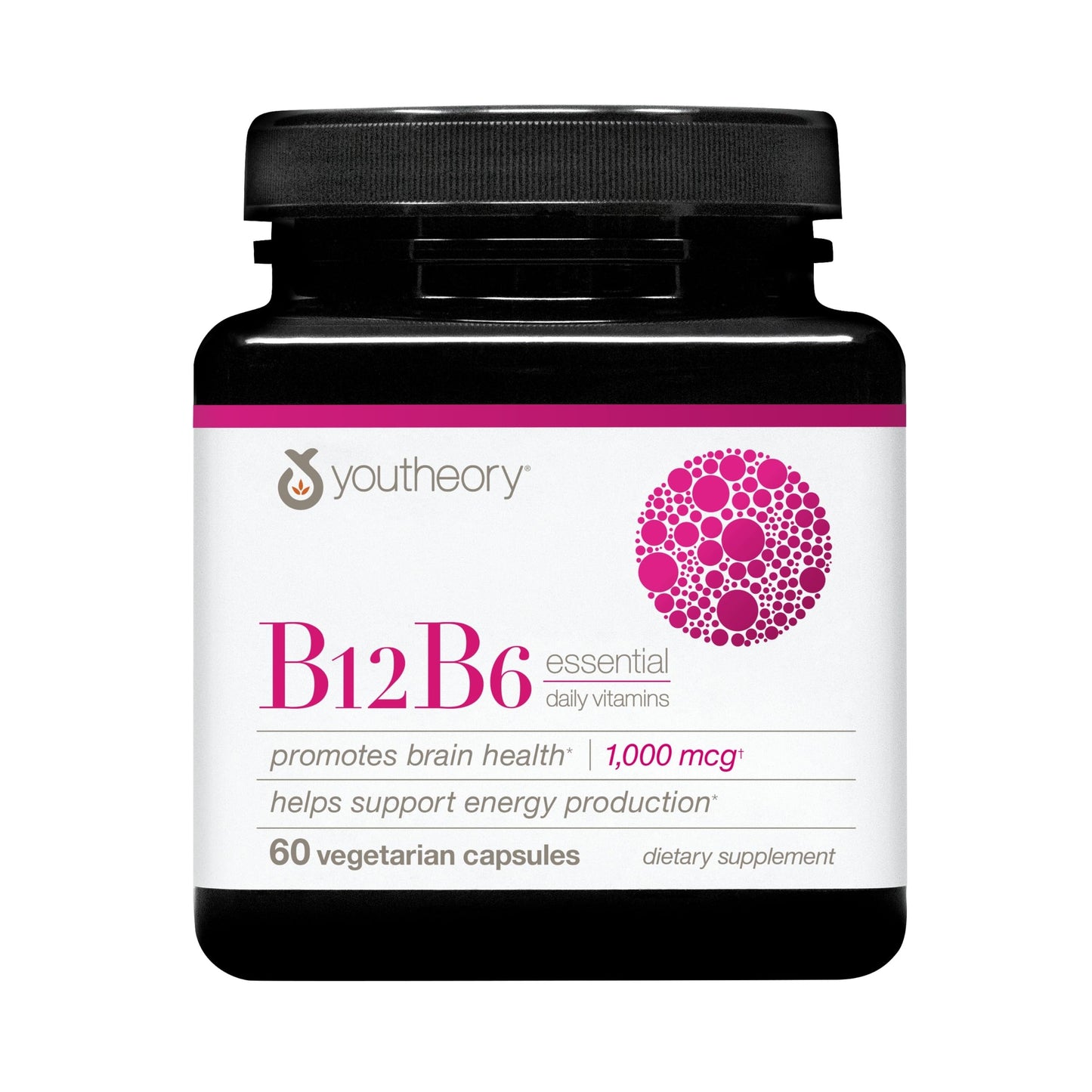 Youtheory B12B6 – Vegan B12 & B6 – Brain Health, Energy & Immunity – 60 Vegetarian Capsules