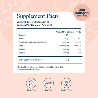 Youtheory Collagen Powder – Premium Hydrolyzed Collagen, Vitamin C & Biotin, Vanilla (20 oz)
