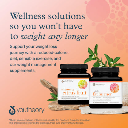 Youtheory Daily Fat Burner – Supports Metabolism & Body Composition | 60 Vegetarian Capsules