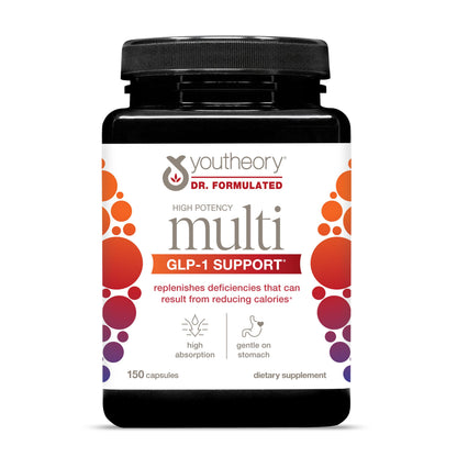 Youtheory High Potency Multi GLP-1 Support | High Absorption Multivitamins for Immune & Bone Health - 150 Vegetarian Capsules