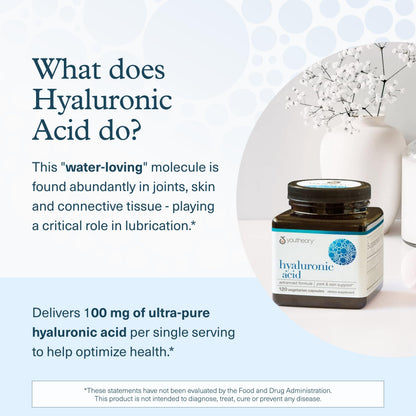 Youtheory Hyaluronic Acid Advanced Formula - Joint & Skin Support with Boswellia - Dairy/Soy/Gluten Free - 120 Veg Capsules